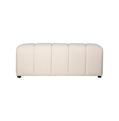 Jofran Tess Contemporary Modern Ivory Boucle Upholstered Plush Bench