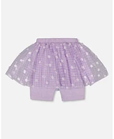 Deux par Toddler Girls Crinkle Biker Short With Flower Mesh Skirt Lilac White Flowers - Toddler|Child