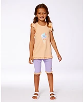 Deux par Big Girls Organic Cotton Tunic With Frill And Print Light Orange Ice Cream Cone