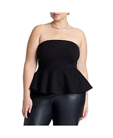 Eloquii Women's Plus Strapless Flared Peplum Top