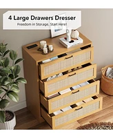 gaomon 4 Drawer Dresser Rattan Dresser