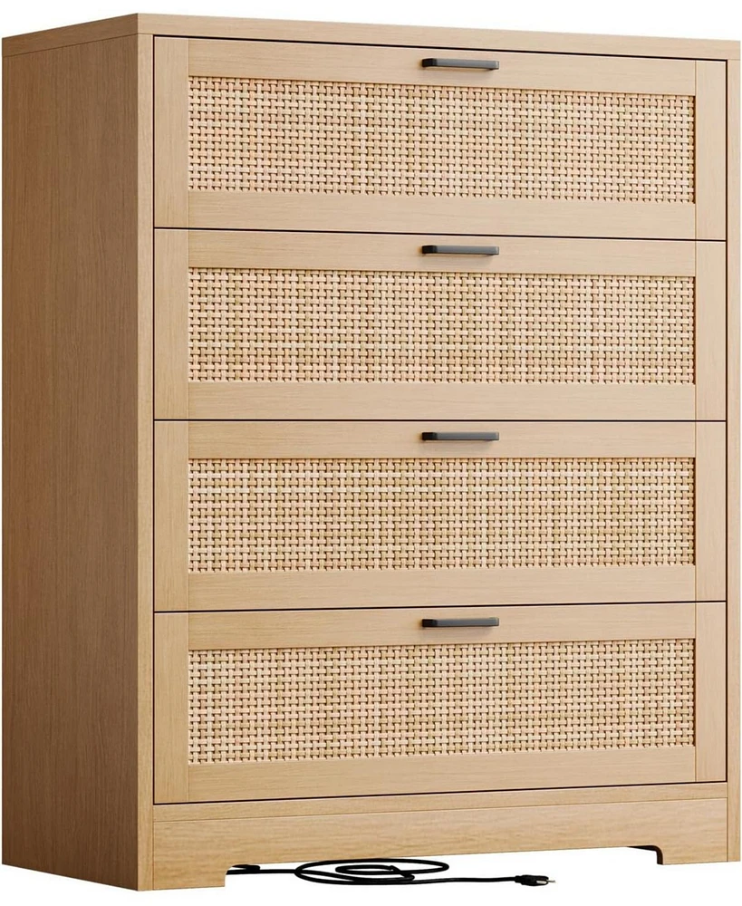 gaomon 4 Drawer Dresser Rattan Dresser