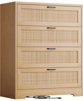 gaomon 4 Drawer Dresser Rattan Dresser