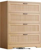 gaomon 4 Drawer Dresser Rattan Dresser