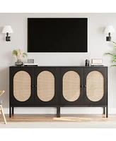 gaomon Rattan Buffet Cabinet, Sideboard Cabinet with Adjustable Shelves