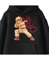 Naruto Boys Tonal Character Graphic Long Sleeve Youth Black Hooded Sweatshirt-xl