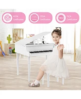 Gymax 30-Key Classic Baby Grand Piano Toddler Toy Wood w/ Bench & Music Rack