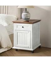 Hulala Home Yeran Traditional End Table with Hooded Caster Wheels and Adjustable Shelves