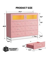gaomon Dresser for Bedroom with Led Lights and Charging Station