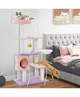 Gymax Cat Tree Cats Multi-level Cat Tower w/ Sisal Covered Scratching Posts Hammock