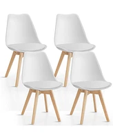 Gymax Set of 4 Mid Century Dining Chairs Modern Dsw Armless Side Chair Wood Legs White