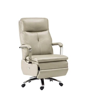 Hulala Home Nina Modern Genuine Leather Power Office Recliner with Built-In Usb Charging Port