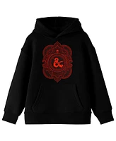 Dungeons & Dragons Boys Red Ampersand Logo Long Sleeve Black Unisesx Youth Hooded Sweatshirt-xl