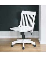 Slickblue Armless Bankers Chair with Wood Seat for Classic Office or Desk Seating