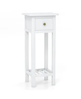 Gouun 2 Tier Slim Nightstand Bedside Table with Drawer Shelf
