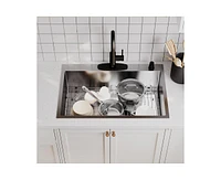 Casainc 33inch L x 22inch W Drop-in Stainless Steel Kitchen Sink with Sink Grid