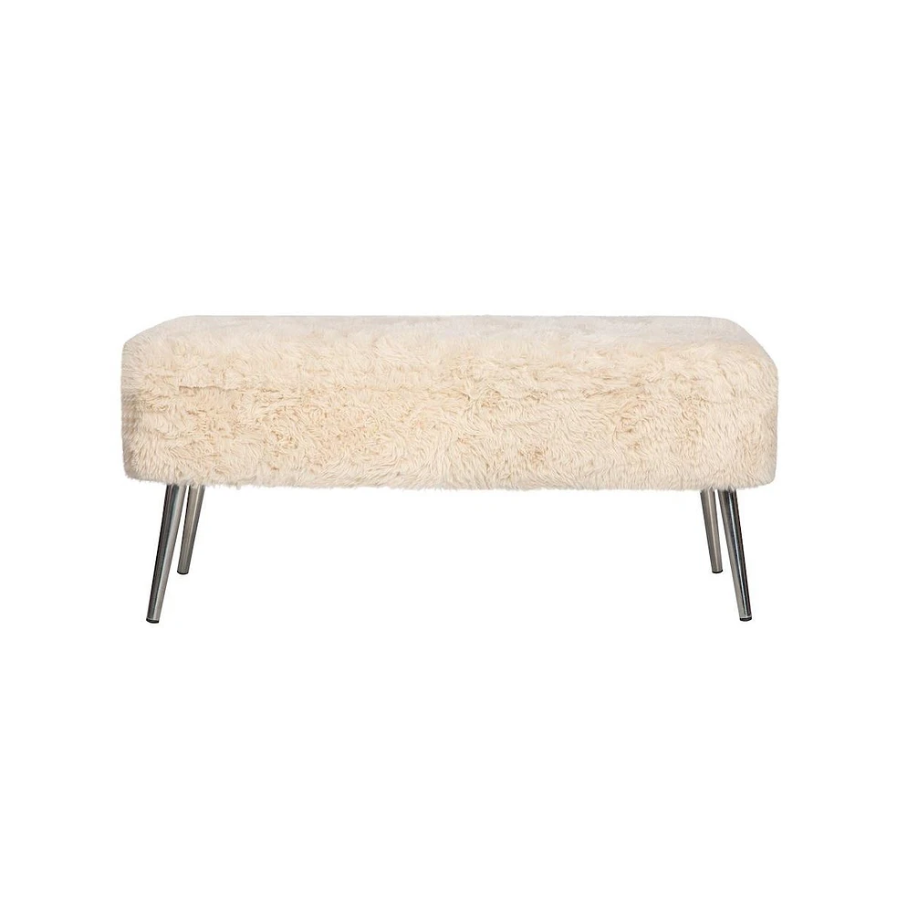 Jofran Huggy Luxury Plush Faux Fur Upholstered Storage Bench