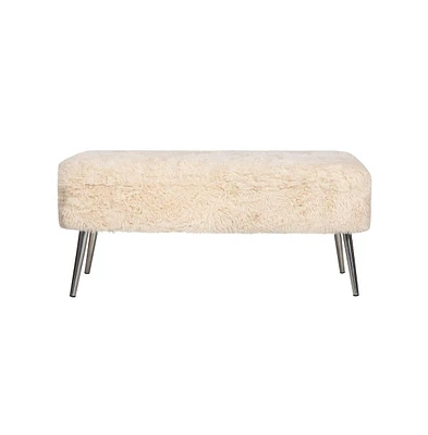 Jofran Huggy Luxury Plush Faux Fur Upholstered Storage Bench