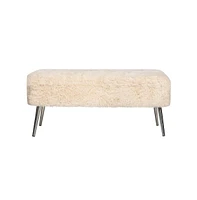 Jofran Huggy Luxury Plush Faux Fur Upholstered Storage Bench