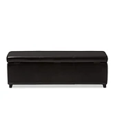 Baxton Studio Dark Brown Faux Leather Storage Bench Ottoman with Stitching