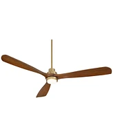 Casa Vieja 66" Delta Xl Modern Indoor Ceiling Fan 3 Blade Led Light Remote Control Soft Brass Finish Brown Walnut Finish Blades Bedroom Living Room Ki