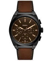 Fossil Men's Everett Chronograph Brown Leather Watch, 44mm