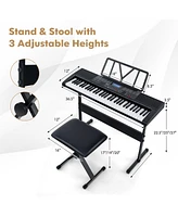 Gymax 61-Key Portable Electronic Keyboard Piano w/ Stand & Stool Complete Digital Piano Set