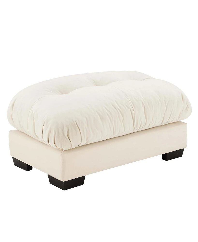 The Pop Home Soft Cream Ottoman Footrest, Velvet Foot Stool for Living Room, Bedroom, and Lounge-The Pop Home