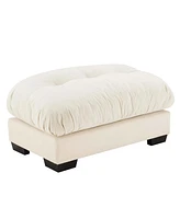 The Pop Home Soft Cream Ottoman Footrest, Velvet Foot Stool for Living Room, Bedroom, and Lounge-The Pop Home