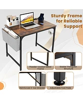 Gouun 32 Inch Home Office Desk with Charging Station Storage Bag and Headphone Hook