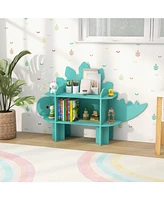 Gouun Kids Bookcase Shelf Toy Storage Organizer with Open Storage Shelves-Dinosaur
