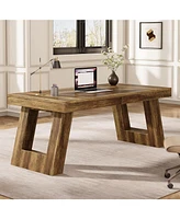 Tribesigns 63 Inches Wood Executive Desk, Large Home Office Desk with Double Pedestal, Industrial Computer Desk Study Writing Table, Business Workstat