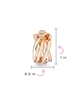 Bling Jewelry Classic Open Criss Cross Twist Wire Celtic Knot Weave Wide Half Hoop Clip On Earrings Non Pierced Ears
