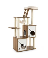 Gymax 57'' Cat Tree Tower Multi-Level Activity Center w/ Scratching Posts Perch Ladder