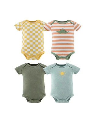 The Peanutshell Baby Girls Short Sleeve Cotton Bodysuits Girls, Neutral Check