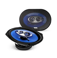 Pyle 7'' x 10'' Four-Way Quadriaxial Car Speakers, 500W, Blue (Pair)