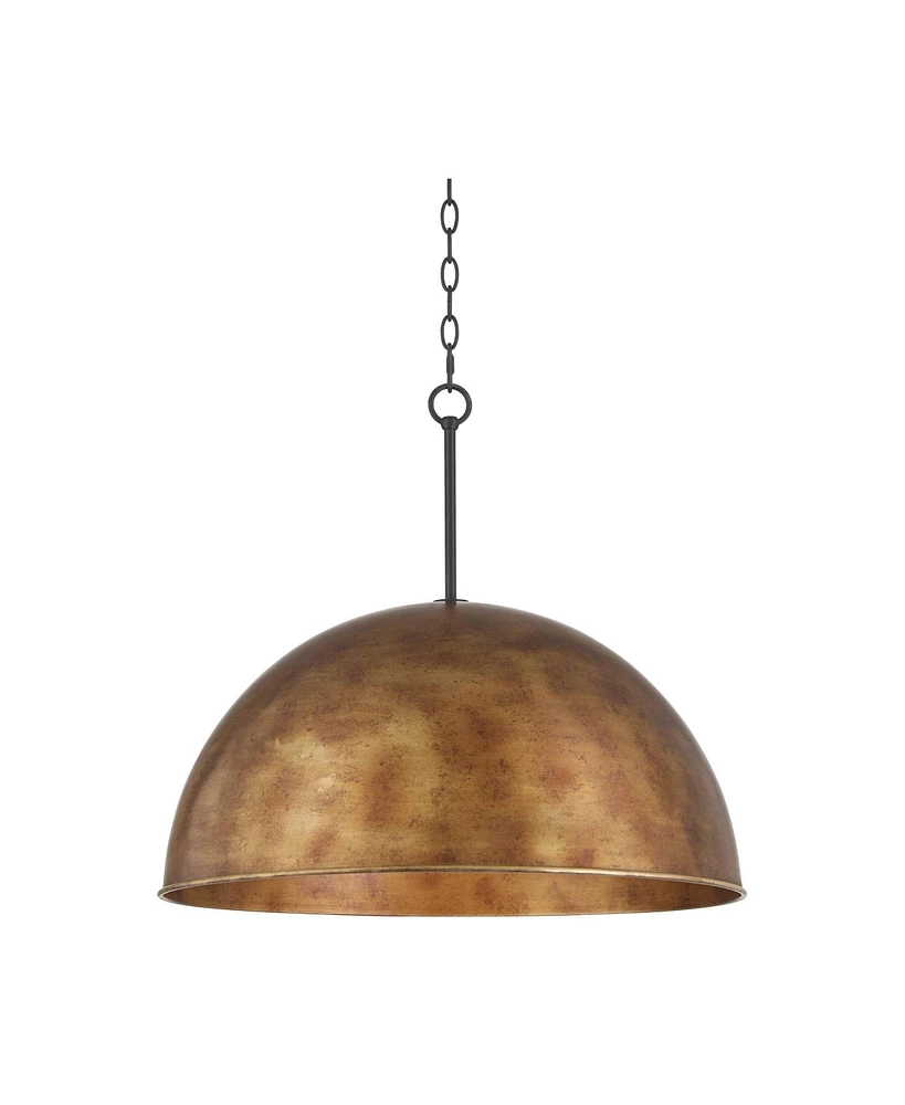 Possini Euro Design Julian 24" Rustic Industrial Pendant Ceiling Light Fixture Dining Room Over Table Kitchen Island Foyer Dome Hanging 4-Light Brown