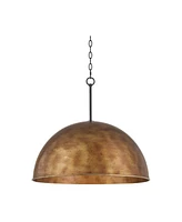 Possini Euro Design Julian 24" Rustic Industrial Pendant Ceiling Light Fixture Dining Room Over Table Kitchen Island Foyer Dome Hanging 4-Light Brown