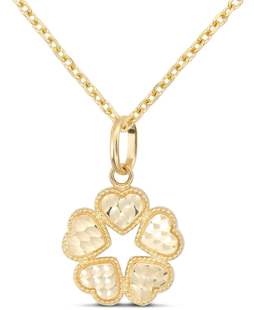 Devata Clover Heart Chain Necklace in 14K Gold, 16 in adj to 18 in, approx. 5.2 grams.