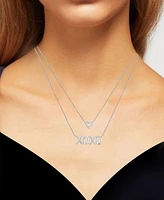 Diamond Heart and Xoxo 17" Layered Necklace (1/10 ct. t.w.) in Sterling Silver