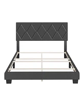 Boyd Sleep Modern Upholstered Platform Bed with Diamond Tufted Headboard by