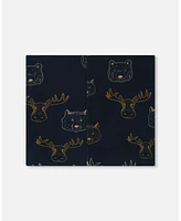 Deux par Deux Baby Boys Printed Neck Tube Beige Animals On Black Background