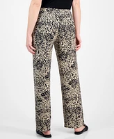 Jm Collection Petite Splash Cheetah Knit Pants, Exclusively at Macy's