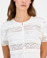 And Now This Women's Scoop-Neck Short-Sleeve Lace Top, Regular & Petites