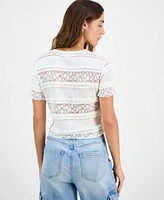 And Now This Women's Scoop-Neck Short-Sleeve Lace Top, Regular & Petites