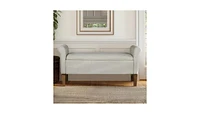 The Pop Home Upholstered Storage Bench with Rolled Armrests, Foam Cushioned Seat, Flip-Top Storage-The Pop Home
