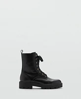 Mango Women's Lace-Up Leather Boots