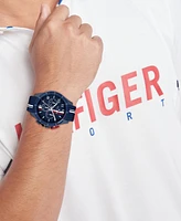 Tommy Hilfiger Men's Chronograph Blue Silicone Strap Watch, 46mm