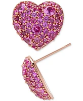 Lab Grown Pink Sapphire Heart Cluster Stud Earrings (6-3/8 ct. t.w.) in 14k Rose Gold-Plated Sterling Silver