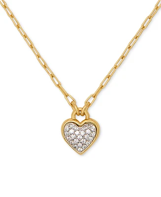 Kate Spade New York Cubic Zirconia Heart Pave Pendant Necklace, 16" + 3" extender